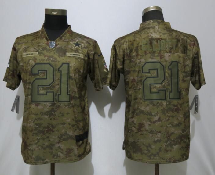 Women Dallas Cowboys #21 Elliott  Nike Camo Salute to Service Limited NFL Jerseys->jacksonville jaguars->NFL Jersey